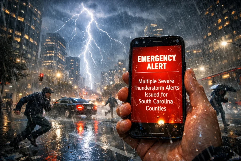 Multiple Severe Thunderstorm Alerts Issued for South Carolina Counties