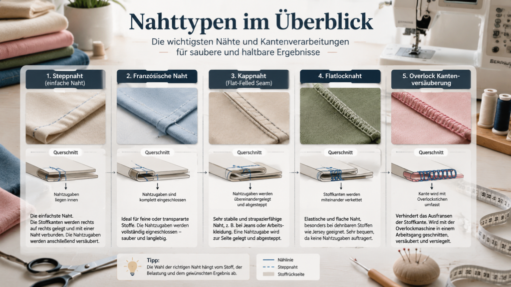Nahttypen Guide: How Different Seam Types Improve Sewing Quality