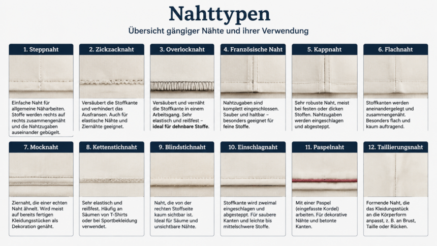 Nahttypen Guide: How Different Seam Types Improve Sewing Quality