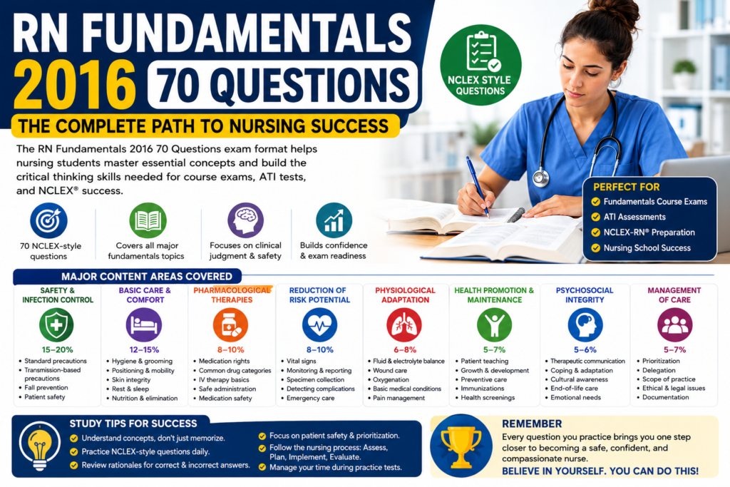 RN Fundamentals 2016 70 Questions: The Complete Path to Nursing Success