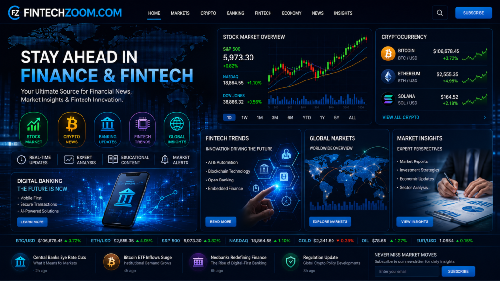 FintechZoom.com Latest Stock Market, Crypto & Financial News Platform